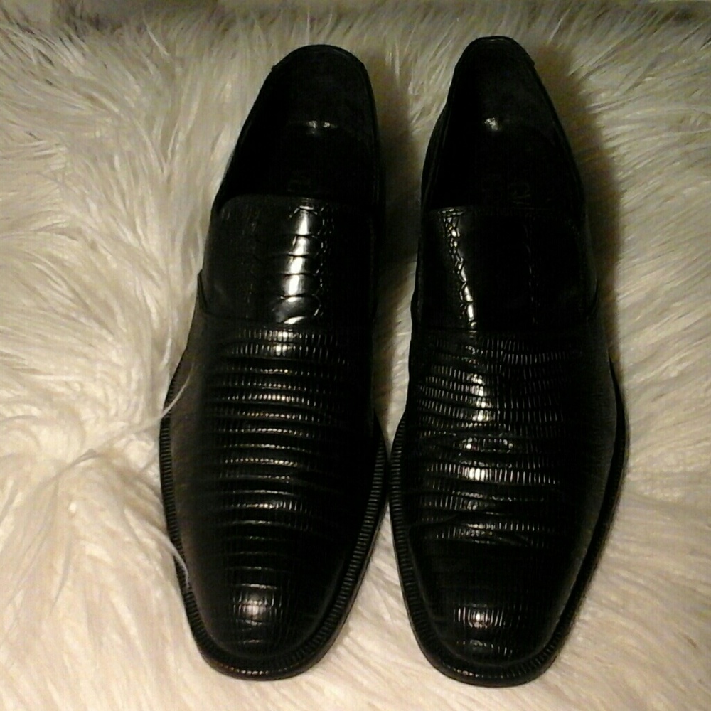 Gianni Versace mens Reptile print shoes,Black,U9.5